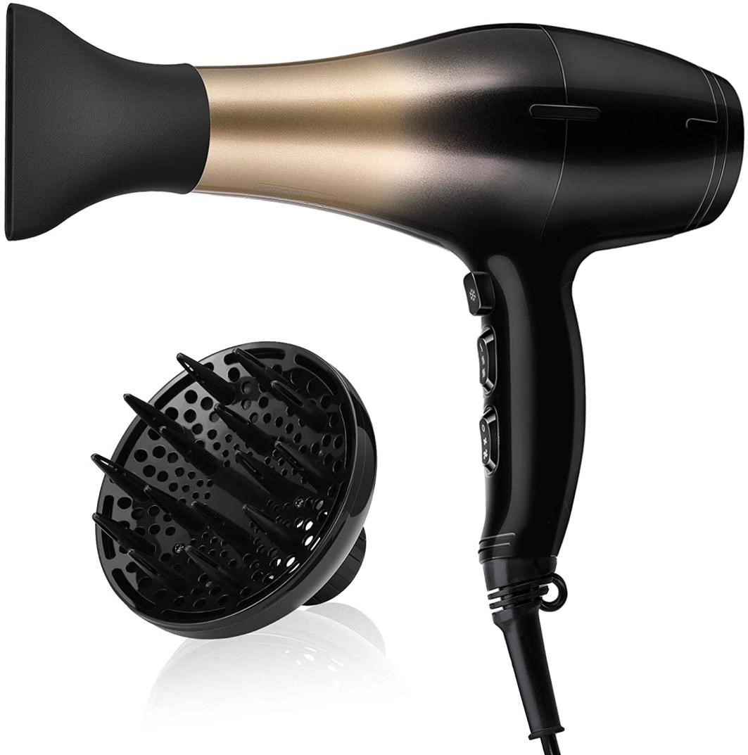 A blow dryer with a nozzle